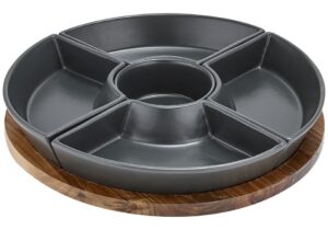 Ladelle Essentials Charcoal miseczki do przekąsek na obrotowej desce  L62073