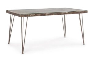 Stół Atlantide antyczna stal 160x90x77cm szkło MDF stal Bizzotto
