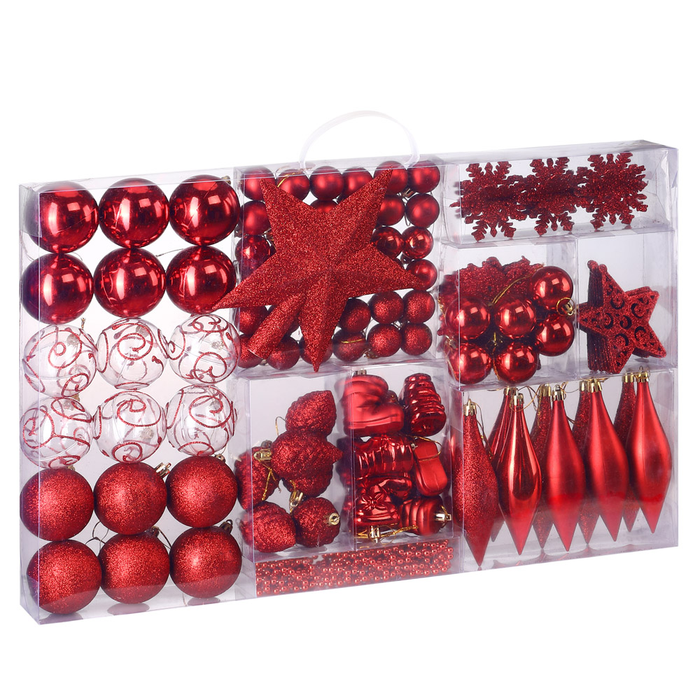 Bombki choinkowe Czerwone 102 szt