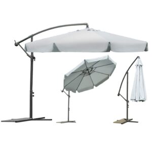 Parasol ogrodowy, składany, 8 segmentów, 250×350 cm, szary
