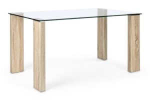 Stół Arley drewnopodobny 140x80x75cm MDF i szkło hartowane Bizzotto