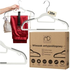 Wieszaki antypoślizgowe na ubrania, mocne wieszaki welurowe premium do szafy – 20 szt.