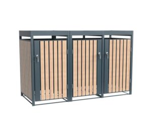 Westmann Metalowy kosz na śmieci Planta | 3×240 Dł. | Skrzynia na śmieci z dachem roślinnym | 84x200x124 cm