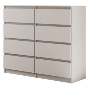 Komoda z 8 szufladami LEMON 120/140 cm, Kaszmir, 120 cm