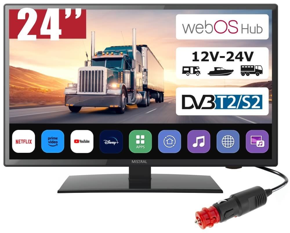 MISTRAL 24″ SMART TV WebOS 12V 24V z tunerem DVB-T2 i DVB-S2