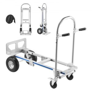 Wózek ręczny VEVOR 2 w 1 454 kg, wózek transportowy 4-kołowy, rozkładany wózek platformowy z uchwytem antypoślizgowym, przenośny wózek ręczny, wózek do przeprowadzek, biura, magazynu, supermarketu