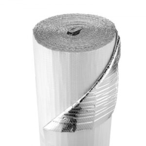 Folia izolacyjna VEVOR, folia bąbelkowa, 6 mm, 122 cm x 30,48 m, folia aluminiowa, biała folia PE, ochrona odbijająca ciepło, rolka izolacji termicznej do bram garażowych, okien, dachów kamperów