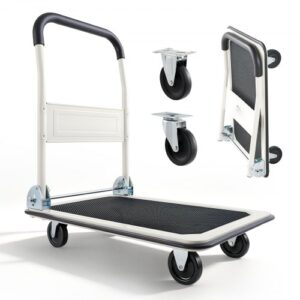 Wózek platformowy składany VEVOR, udźwig 150 kg, wózek transportowy z kółkami obrotowymi, wózek ręczny z powłoką antypoślizgową na powierzchni ładunkowej, pomoc w transporcie ułatwiająca przechowywanie, wózek na kółkach 735 x 480 x 825 mm