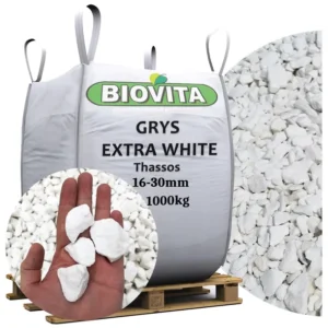 Kamień Ozdobny Grys BIAŁY Thassos Grecki Do Ogrodu 16-30mm Big Bag 1T