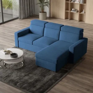 Sztruksowa sofa narożna PADWA pojemnik SPRĘŻYNY FALISTE salon ROZKŁADANA