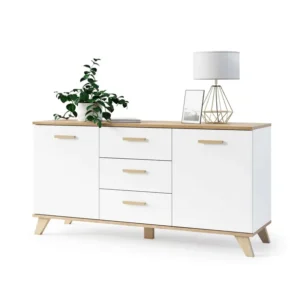 KOMODA SCANDI 150 CM STYL SKANDYNAWSKI BIAŁY/WOTAN