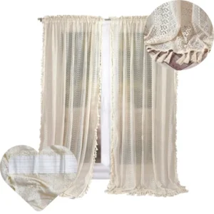 Stylowa Zasłona BOHO Koronkowa 145×250 na Taśmie Zwiewna Delikatna LG241