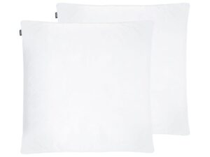 Zestaw 2 poduszek FELDBERG Wysoka 80 x 80 cm Kacze pióra i puch Biały