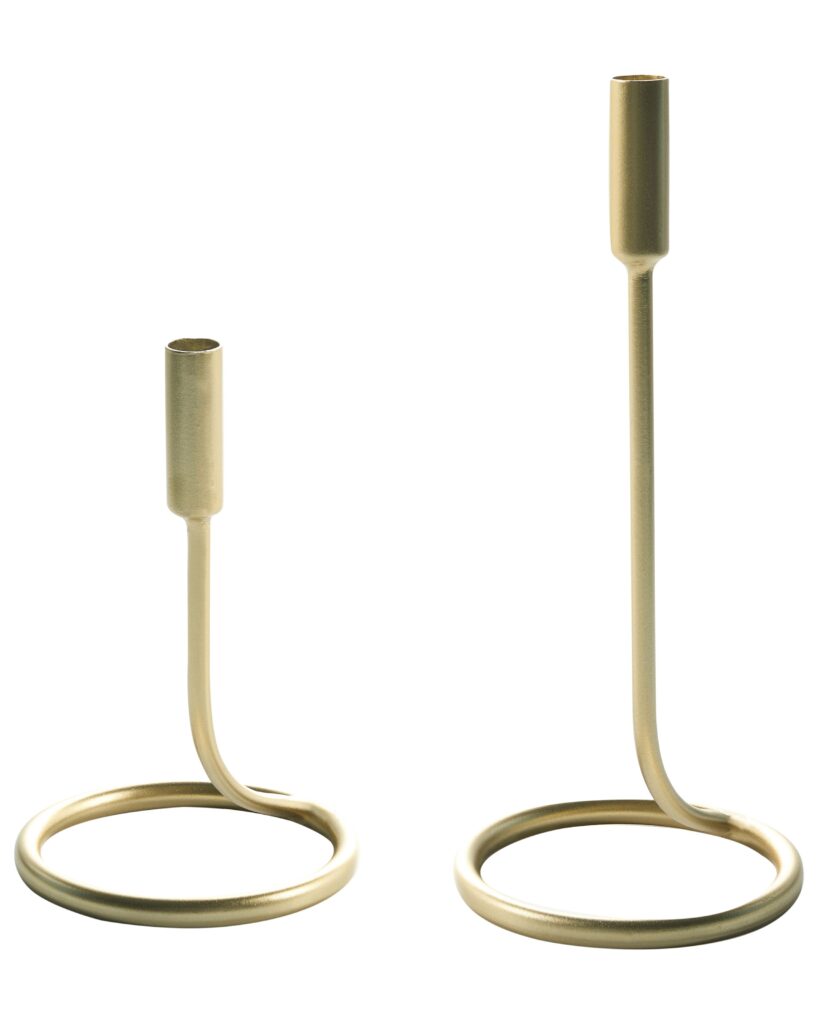 Zestaw 2 świeczników BUNYU 19/28 cm Metal Złoty