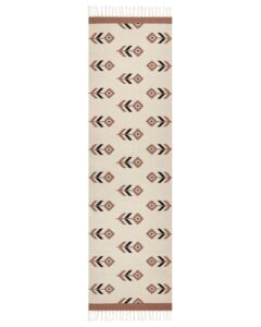 Dywan NIAVAN Beżowy 80 x 300 cm Bawełna Kilim