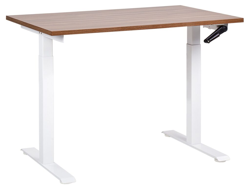 Biurko regulowane manualnie DESTINES 120 cm x 72 cm Brązowy/ biały