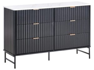 Komoda 6 szuflad GLASTONBURY Marmur/ czarny