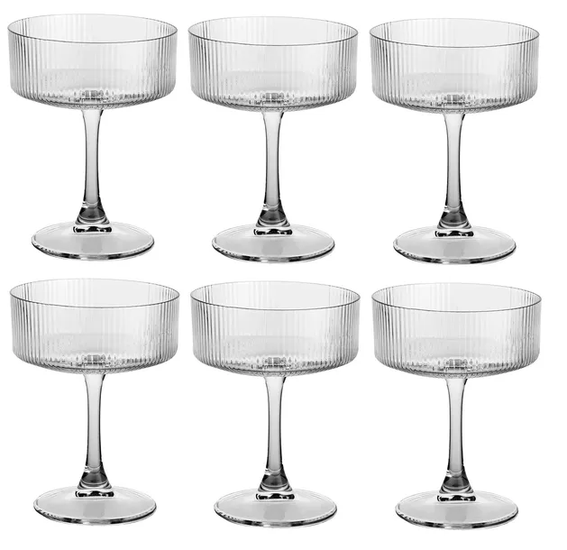 Kieliszki do martini prosecco szampana ryflowane prążki Felicia 300ml 6szt