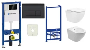 STELAŻ DO WC GEBERIT+PRZYCISK CZARNY + MISA WC DESKA+ BIDET +STELAŻ BIDET