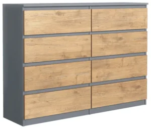 POJEMNA KOMODA 8SZUFLAD 120CM ANTRACYT FRONT DĄB LANCELOT SZAFKA PRODUCENTA