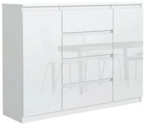 KOMODA 140CM SZAFKA 4 SZUFLADY 2 DRZWI BIAŁA FRONT POŁYSK OD PRODUCENTA