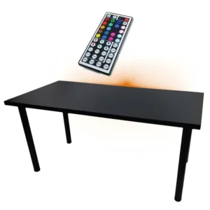 BIURKO GAMINGOWE KOMPUTEROWE CZARNE LED RGB STABILNE Z REGULACJĄ WYSOKOŚCI