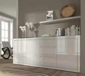 Duża komoda na ubrania w białym połysku 195cm