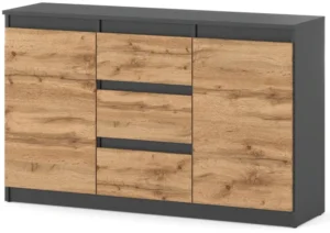 Komoda 120 cm Aga Antracyt Wotan matowa z szufladami nowoczesna do salonu
