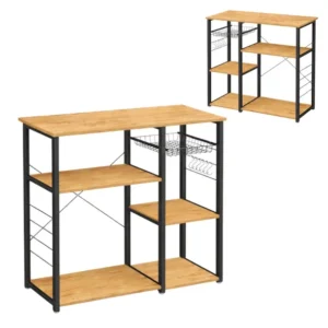 STOLIK kuchenny LOFT regał na mikrofalę 90×40 koszyk haczyki DĄB