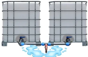 2x Zbiornik IBC na wodę deszczówkę 1000l MAUZER Pojemnik+ Łącznik Rura 32mm