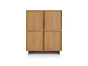 Komoda 98 cm 4 otwierane drzwiczki wysoka elegancka dąb karmel Yasumi
