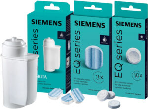Zestaw akcesoriów do ekspresów Siemens tabletki czyszczące + tabletki odkamieniające + filtr